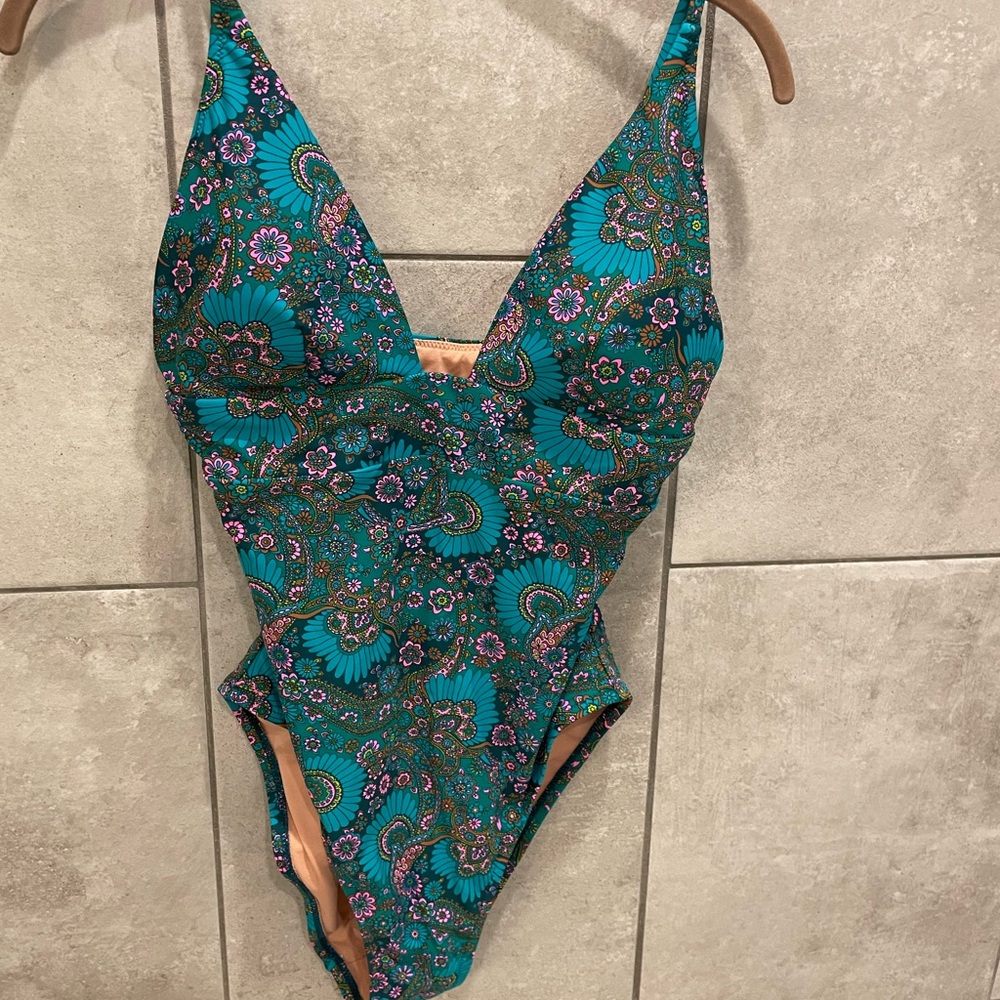 NWT J Crew One piece - beautiful teal paisley